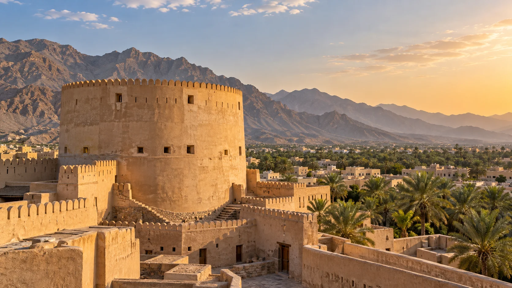قلعة عُمانية بين الجبال والنخيل